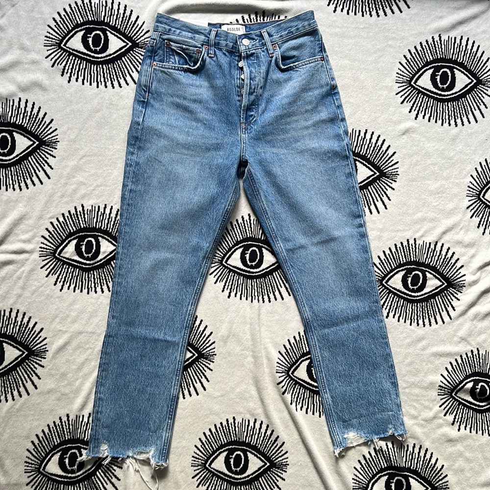 Agolde riley crop high rise straight haven wash size 26